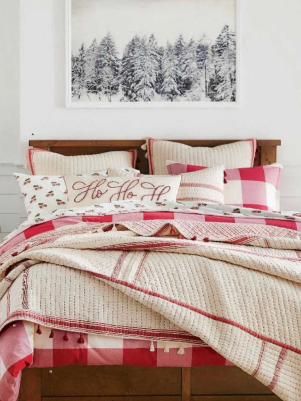 Pottery Barn Nellie Pickstitch Tassel Euro Sham Red Natural Tassel Trim